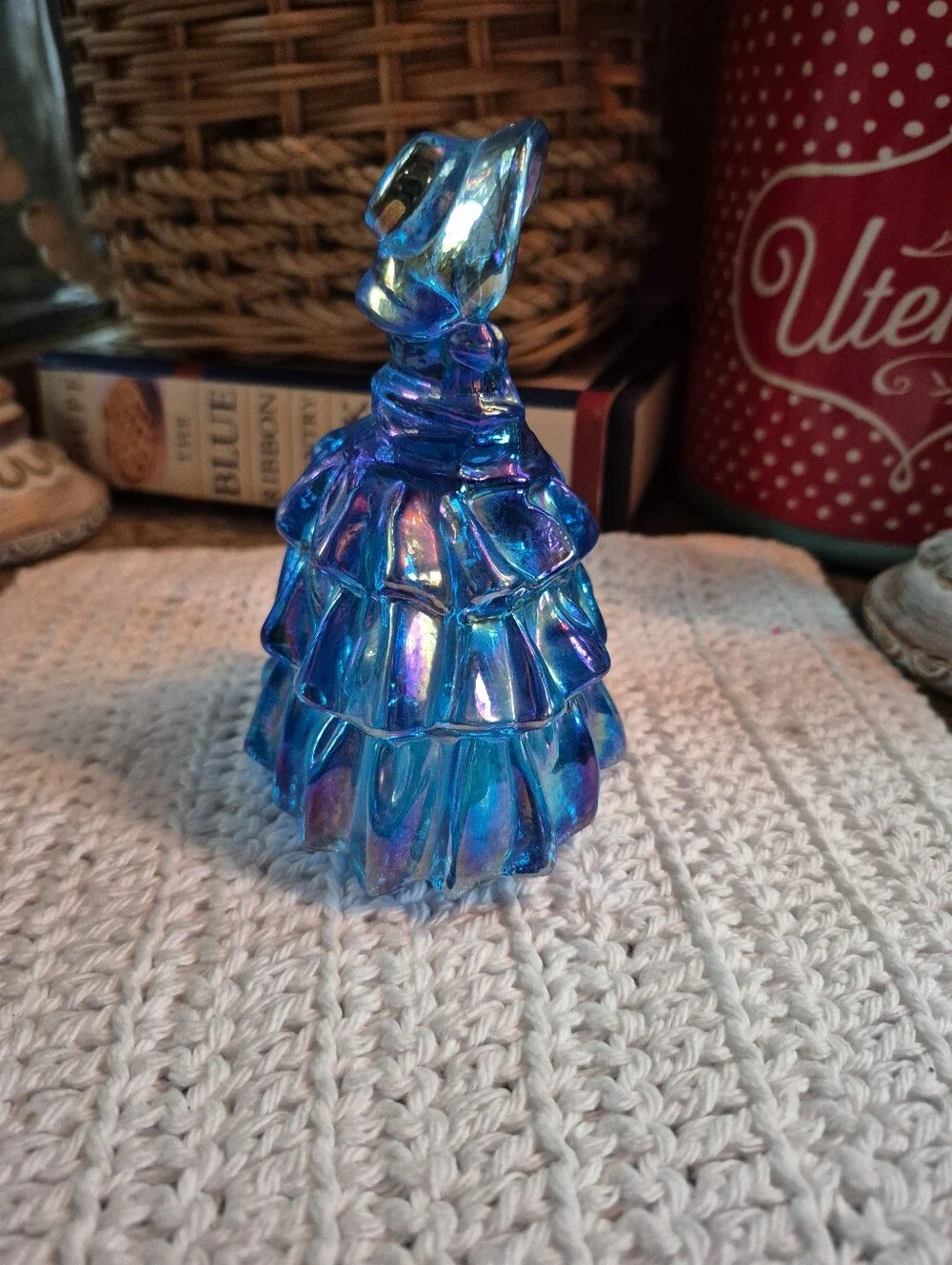 Vintage Blue Carnival Glass ‘Southern Belle’ by Wheaton Glass Figure 5
